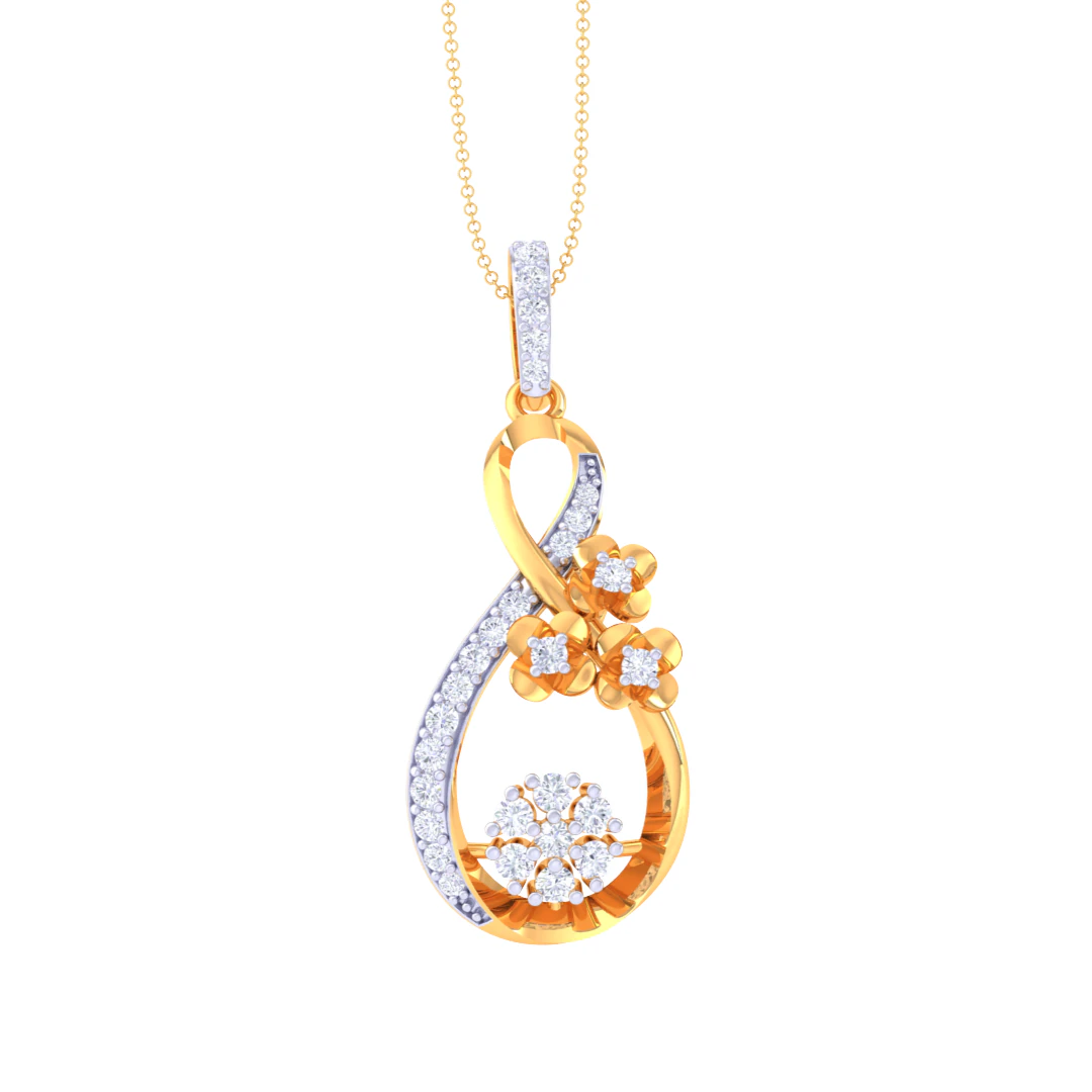 3D Printable Cad jewelry design of Lady diamond Pendant 3D Model .c4d .max .obj .3ds .fbx .stl .blend 