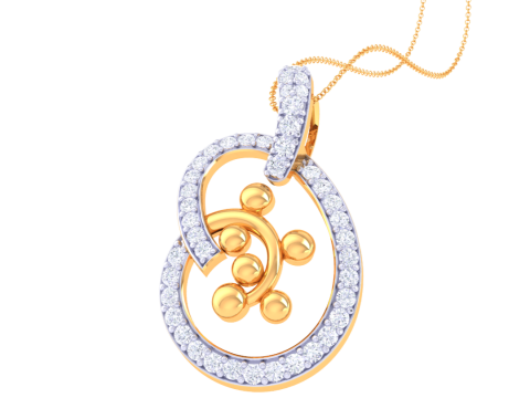 3D Printable Cad jewelry design of Lady diamond Pendant Model 3D