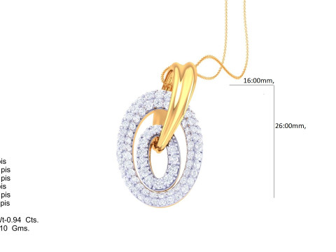 3D Printable Cad jewelry design of Lady diamond Pendant Modèle 3D