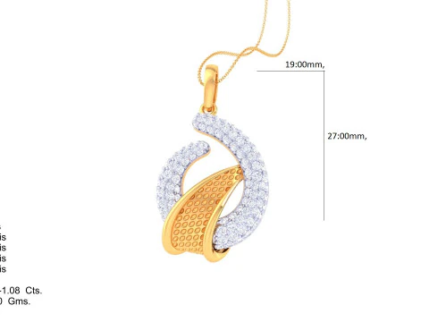 3D Printable Cad jewelry design of Lady diamond Pendant 3D Model
