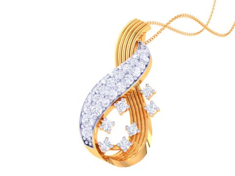 3D Printable Cad jewelry design of Lady diamond Pendant 3D Model