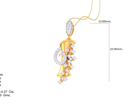 3D Printable Cad jewelry design of Lady diamond Pendant 3D Model