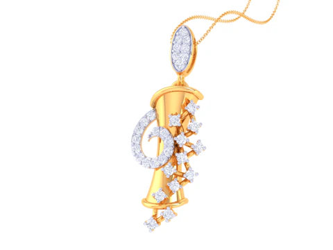 3D Printable Cad jewelry design of Lady diamond Pendant 3D Model