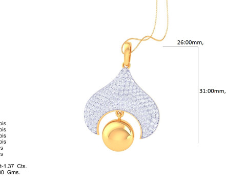 3D Printable Cad jewelry design of Lady diamond Pendant 3D Модель