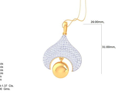 3D Printable Cad jewelry design of Lady diamond Pendant 3D Model
