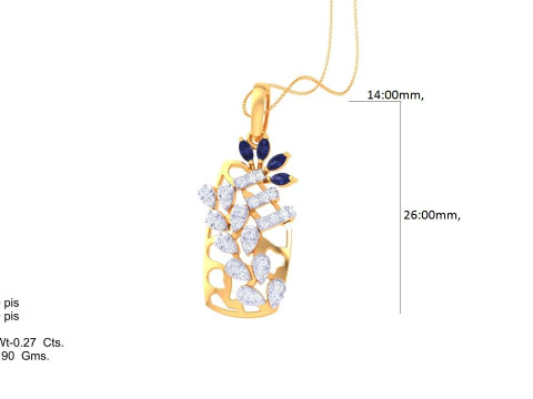 3D Printable Cad jewelry design of Lady diamond Pendant 3D Model