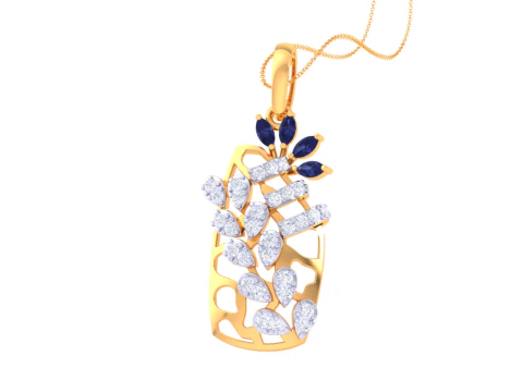 3D Printable Cad jewelry design of Lady diamond Pendant 3D Model