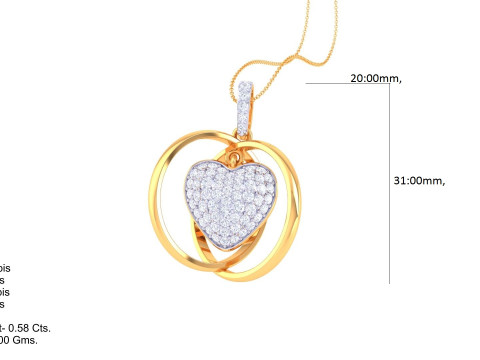 3D Printable Cad jewelry design of Lady diamond Pendant 3D Model