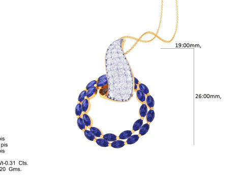 3D Printable Cad jewelry design of Lady diamond Pendant 3D Model