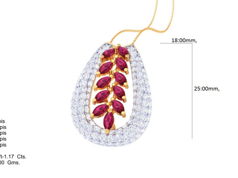 3D Printable Cad jewelry design of Lady diamond Pendant 3D Model