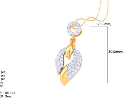 3D Printable Cad jewelry design of Lady diamond Pendant 3D Model