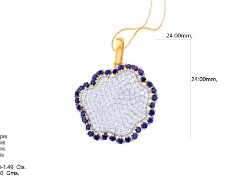 3D Printable Cad jewelry design of Lady diamond Pendant Modèle 3D
