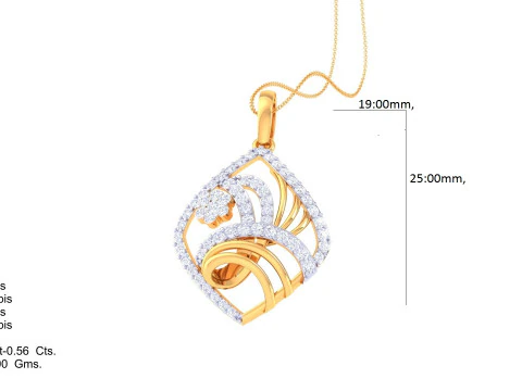 3D Printable Cad jewelry design of Lady diamond Pendant 3D Model