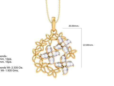 3D Printable Cad jewelry design of Lady diamond Pendant 3D Model