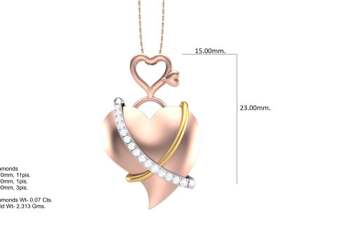 3D Printable Cad jewelry design of Lady diamond Pendant Modelo 3D