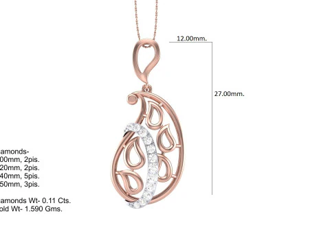 3D Printable Cad jewelry design of Lady diamond Pendant 3D Model