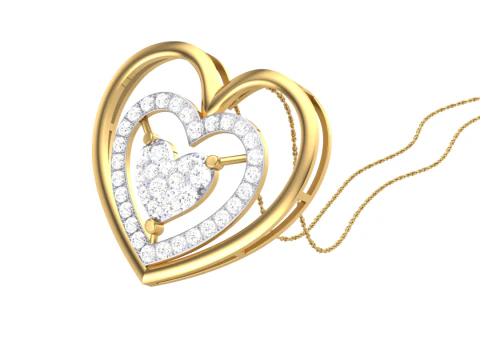 3D Printable Cad jewelry design of Lady diamond Pendant 3D Model
