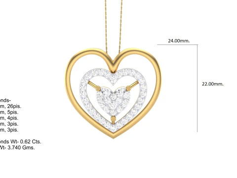 3D Printable Cad jewelry design of Lady diamond Pendant 3D Model
