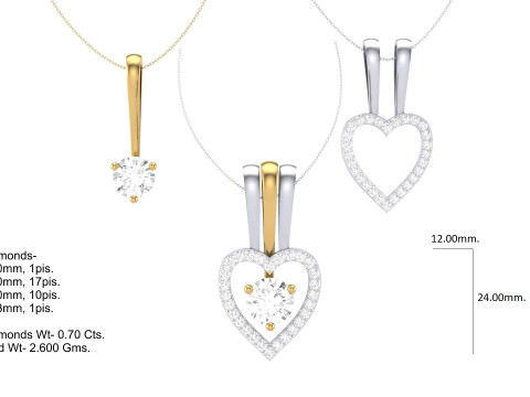 3D Printable Cad jewelry design of Lady diamond Pendant Modelo 3D