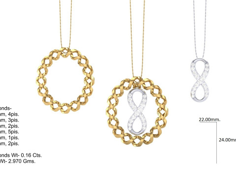 3D Printable Cad jewelry design of Lady diamond Pendant 3D Model