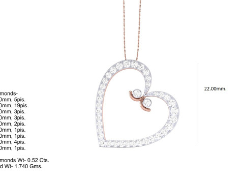 3D Printable Cad jewelry design of Lady diamond Pendant Modelo 3D