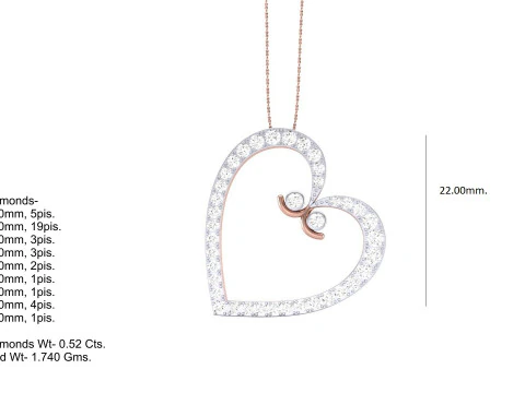 3D Printable Cad jewelry design of Lady diamond Pendant 3D Model