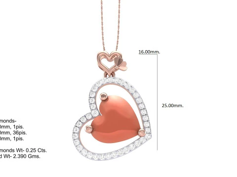 3D Printable Cad jewelry design of Lady diamond Pendant 3D Model
