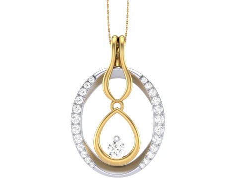 3D Printable Cad jewelry design of Lady diamond Pendant 3D Model