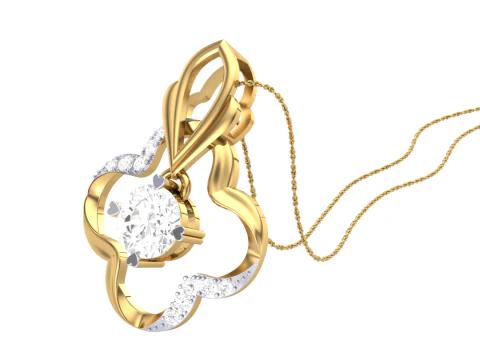 3D Printable Cad jewelry design of Lady diamond Pendant 3D Model