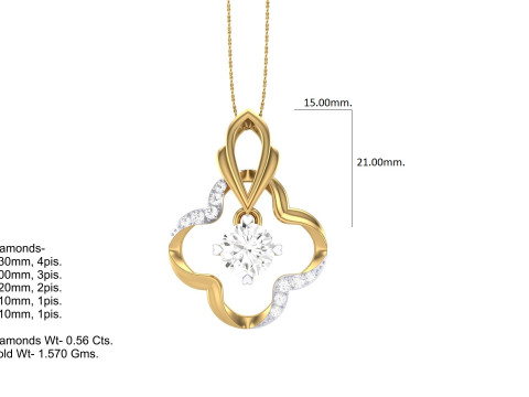 3D Printable Cad jewelry design of Lady diamond Pendant 3D Модель