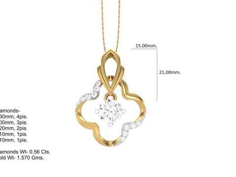 3D Printable Cad jewelry design of Lady diamond Pendant 3D Model