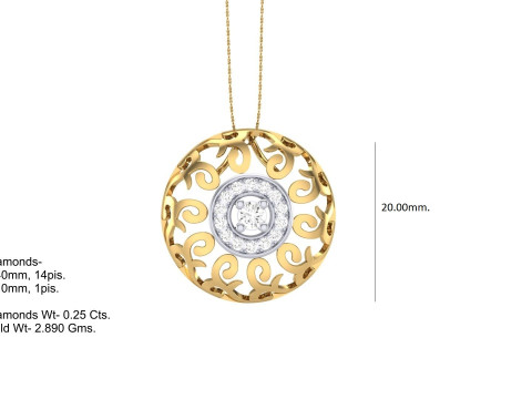 3D Printable Cad jewelry design of Lady diamond Pendant Model 3D