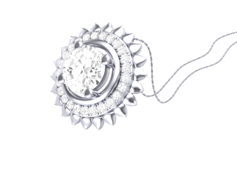 3D Printable Cad jewelry design of Lady diamond Pendant 3D Модель