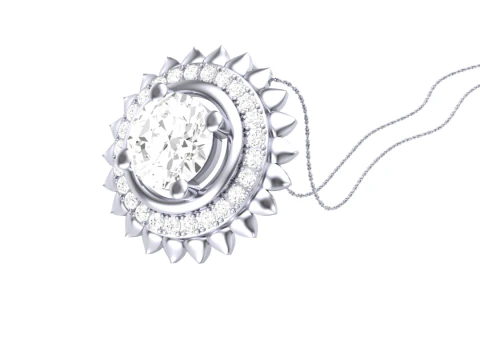 3D Printable Cad jewelry design of Lady diamond Pendant 3D Model