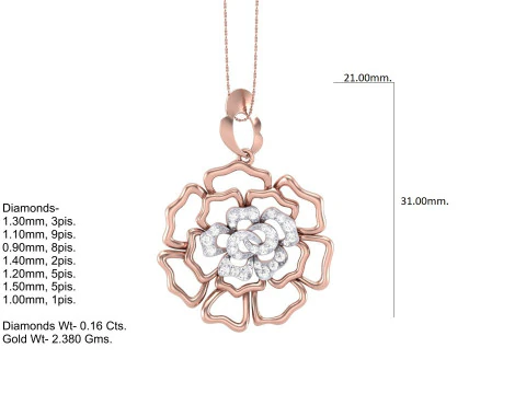 3D Printable Cad jewelry design of Lady diamond Pendant 3D Model