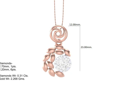 3D Printable Cad jewelry design of Lady diamond Pendant 3D Model