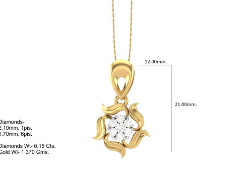 3D Printable Cad jewelry design of Lady diamond Pendant 3D Model