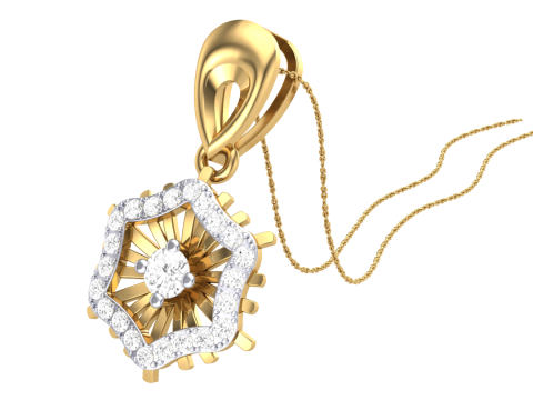 3D Printable Cad jewelry design of Lady diamond Pendant Modèle 3D