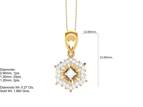 3D Printable Cad jewelry design of Lady diamond Pendant Modèle 3D