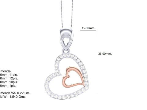 3D Printable Cad jewelry design of Lady diamond Pendant 3D Model