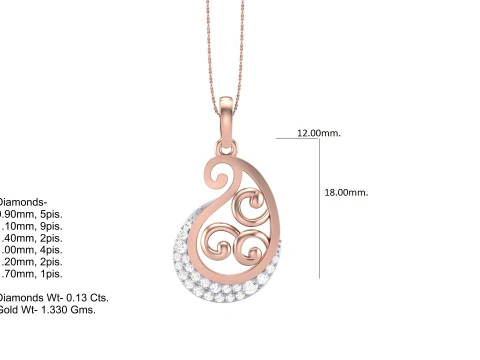 3D Printable Cad jewelry design of Lady diamond Pendant 3D Model