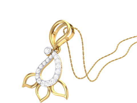 3D Printable Cad jewelry design of Lady diamond Pendant Model 3D