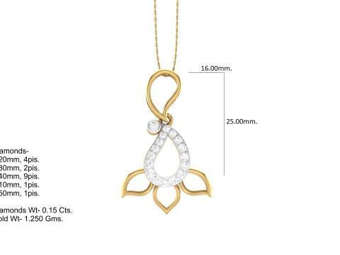 3D Printable Cad jewelry design of Lady diamond Pendant Model 3D