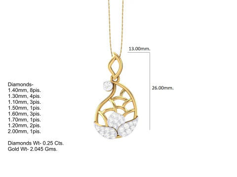 3D Printable Cad jewelry design of Lady diamond Pendant 3D Model