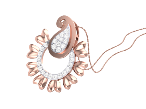 3D Printable Cad jewelry design of Lady diamond Pendant Model 3D