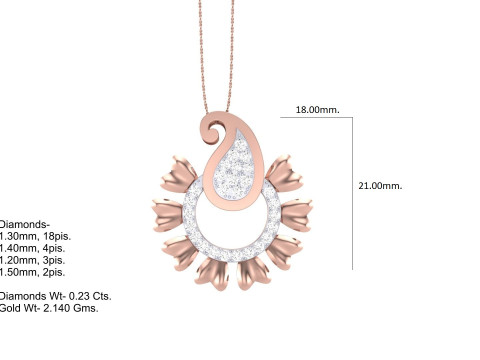 3D Printable Cad jewelry design of Lady diamond Pendant Model 3D