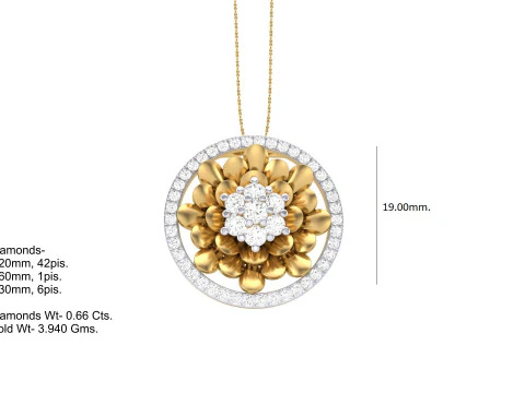 3D Printable Cad jewelry design of Lady diamond Pendant 3D Model
