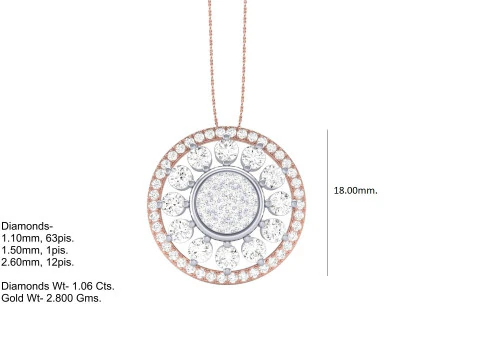 3D Printable Cad jewelry design of Lady diamond Pendant 3D Model