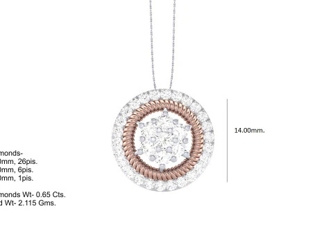 3D Printable Cad jewelry design of Lady diamond Pendant 3D Model