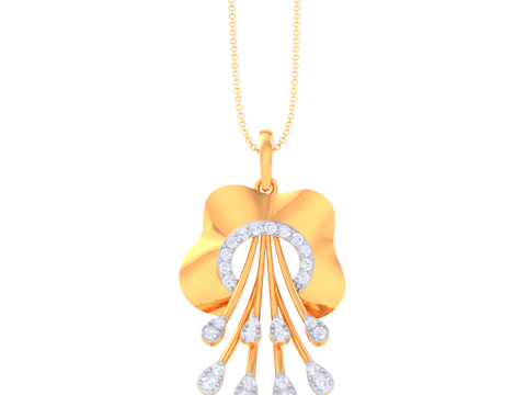 3D Printable Cad jewelry design of Lady diamond Pendant Model 3D